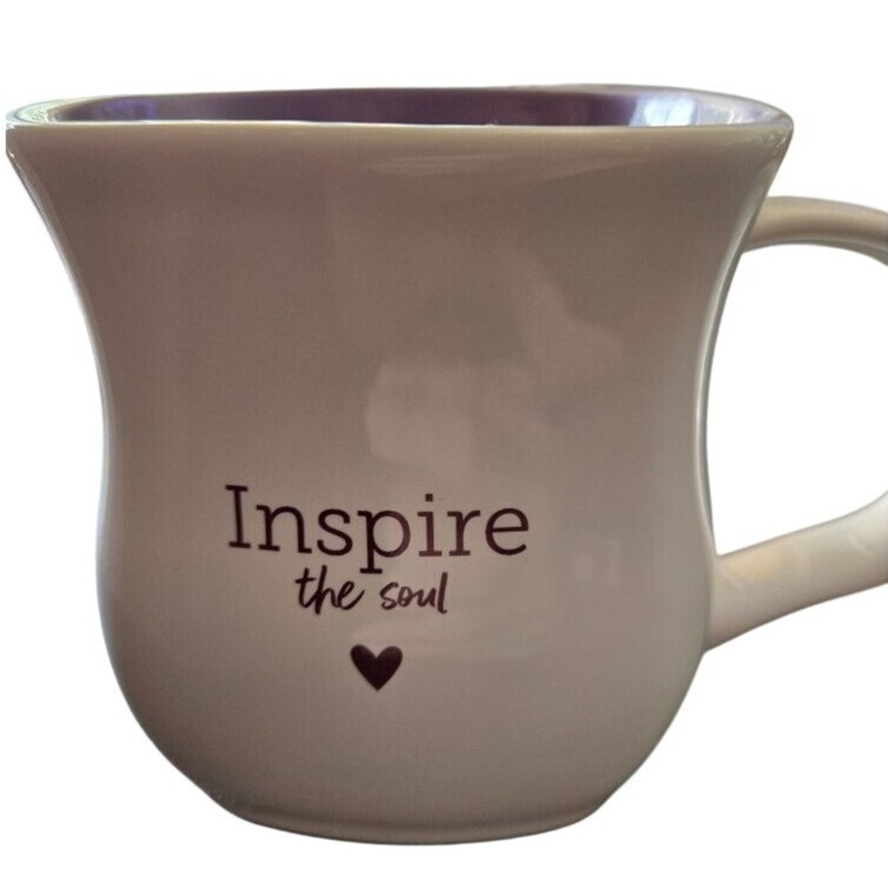 Scentsy Inspire the Soul Enliven the Senses Warm‎ the Heart White Purple Mug